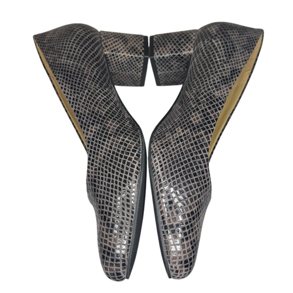 Trotters Kari Dark Gray Snake Print Block Heels Slip On Leather Pumps 7.5 W - Picture 9 of 14